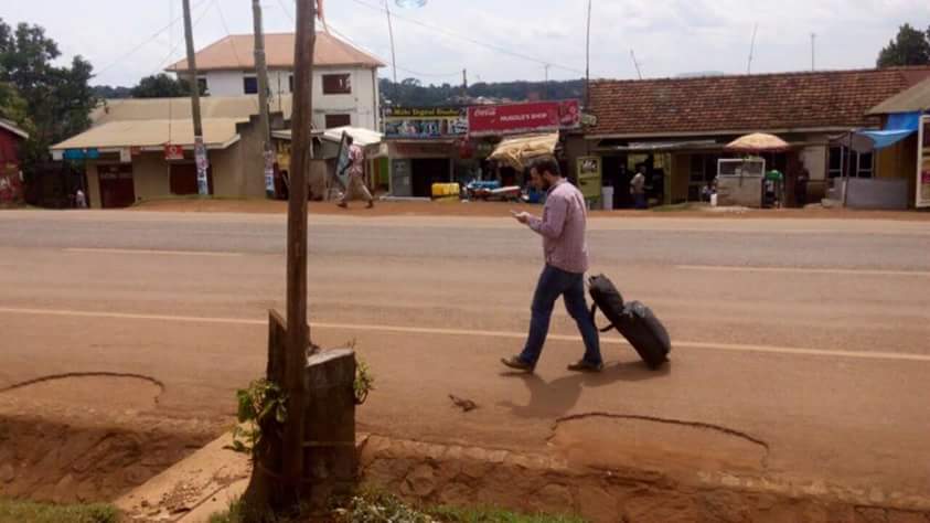 This Mzungu had to walk to the airport to catch his flight. 