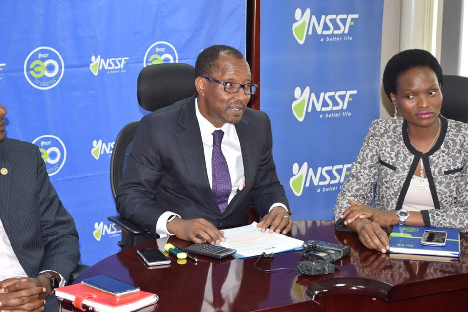 NSSF MD Richard Byarugaba and Head of Marketing and Communications Barbra Arimi. 