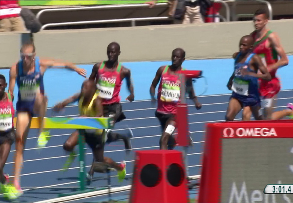Ugandan athlete Jacob Araptany smashed his face on the barrier in the 3000m Steeplechase
