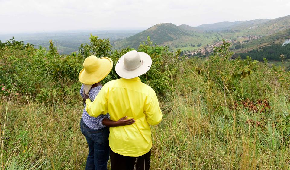 Museveni and his daughter Natasha enjoying the view from Nakayima site. 
