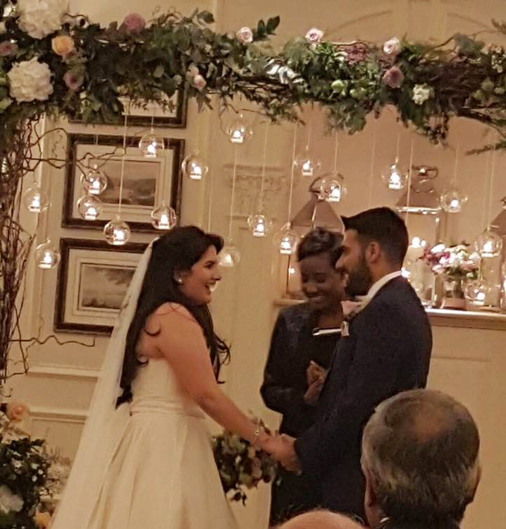 Sheena and Raj exchange vows. 