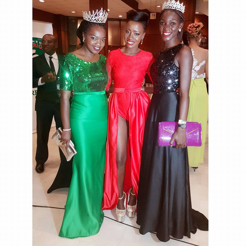 Miss Uganda 2015, Zahara Muhammad Nakiyaga, singer Lydia Jazmines and former Miss Uganda Leah Kalanguka. 