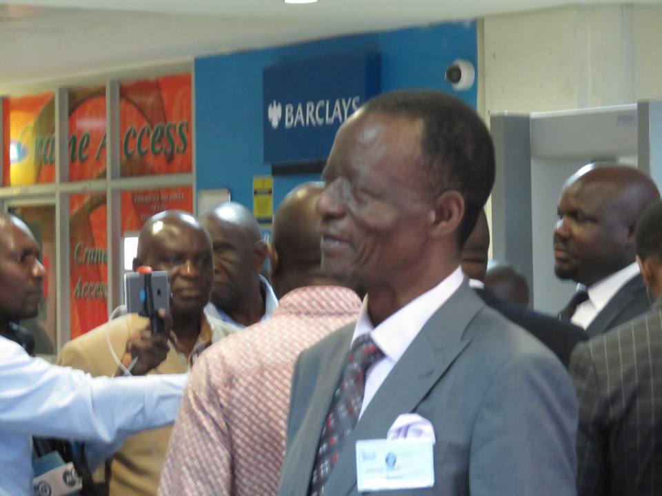 Conservative Party president Ken Lukyamuzi at the airport. 
