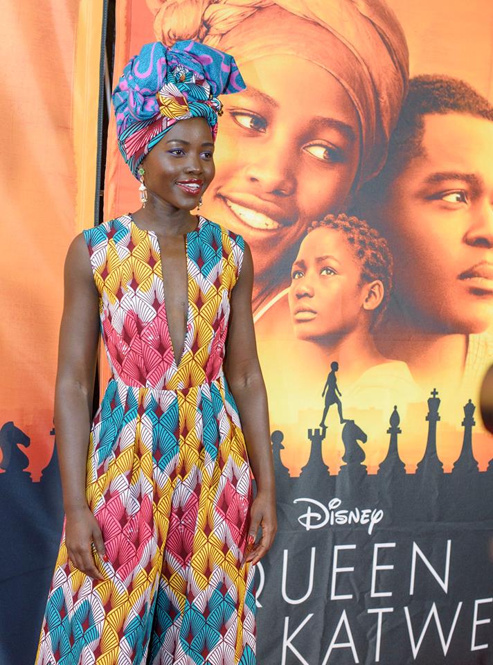 Lupita's ensemble at the Queen of Katwe premiere in Kampala. 