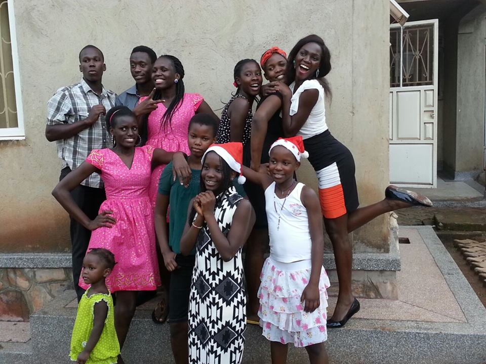 Miss Uganda and her family on Christmas day.