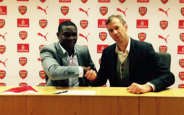 Jack Pemba of Sports Africa Limited and Mark Ellis at the Emirates Stadium. Pemba is making the trip possible, 