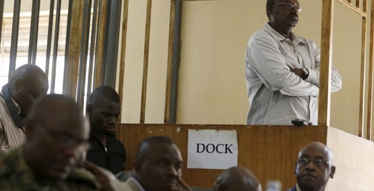 Sejusa in the dock at the court martial.