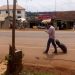 This Mzungu had to walk to the airport to catch his flight.