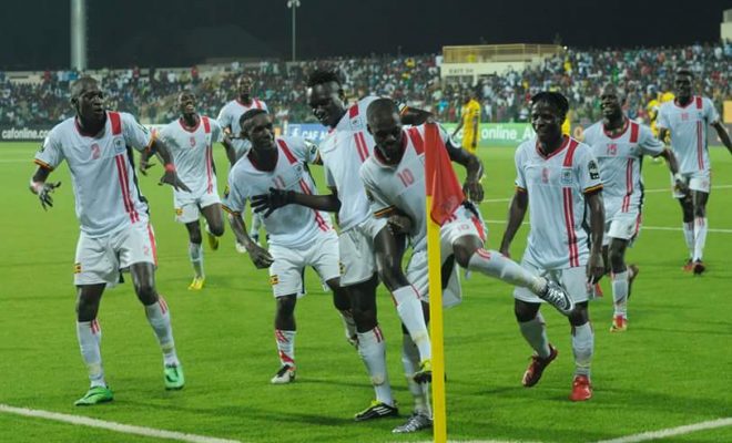 Uganda Cranes at CHAN in all white jerseys