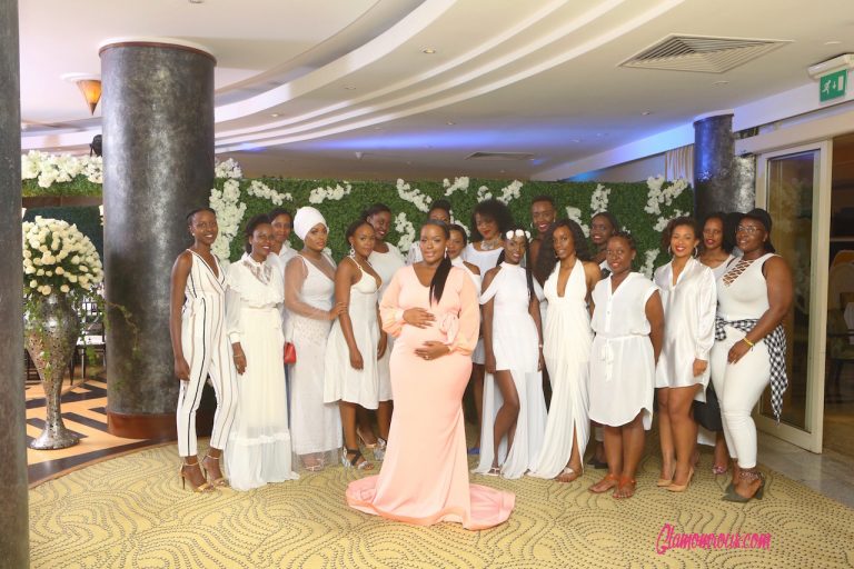 Nadia's friends wore white the the reveal party.