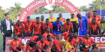 Uganda Cranes celebrating after lifting the CECAFA Senior Challenge Cup 2019. (PHOTO: FUFA).