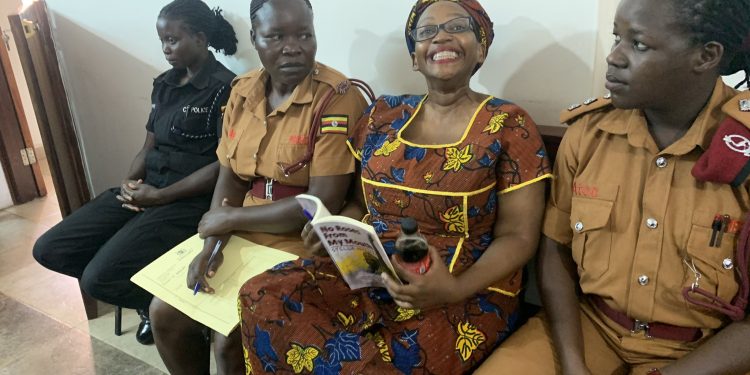 Dr Stella Nyanzi all looking jolly in court. COURTESY PHOTO.