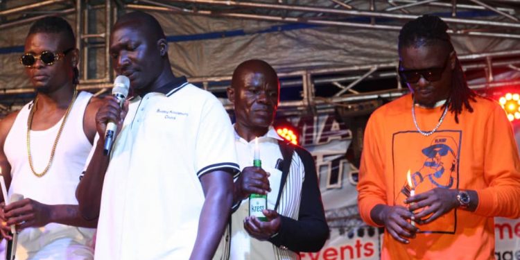 AK47's brothers Weasel and Pallaso at the tribute concert yesterday. PHOTOS BY KASIGWA JOSEPH/Matooke Republic.