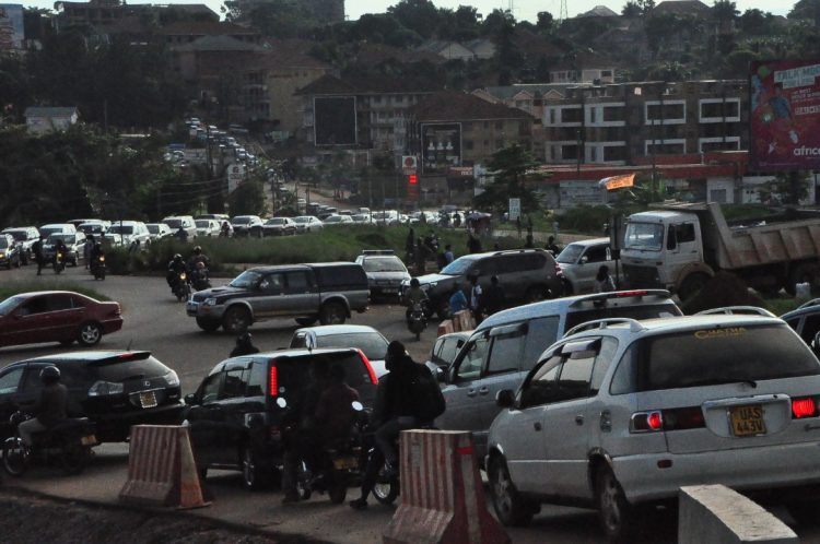 Traffic jam along Naalya roundabout on the Northern Bypass. PHOTOS BY NORMAN MWAMBAZI/Matooke Republic.