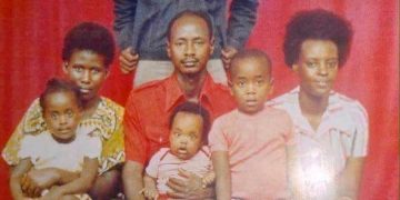 A youthful President Museveni (Red shirt) with his family. COURTESY PHOTO.