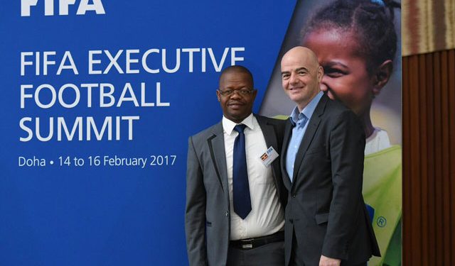 FUFA and FIFA Presidents Eng. Moses Magogo and Gianni Infantino respectively.