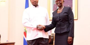 Justice Jane Francis Abodo with President Museveni.