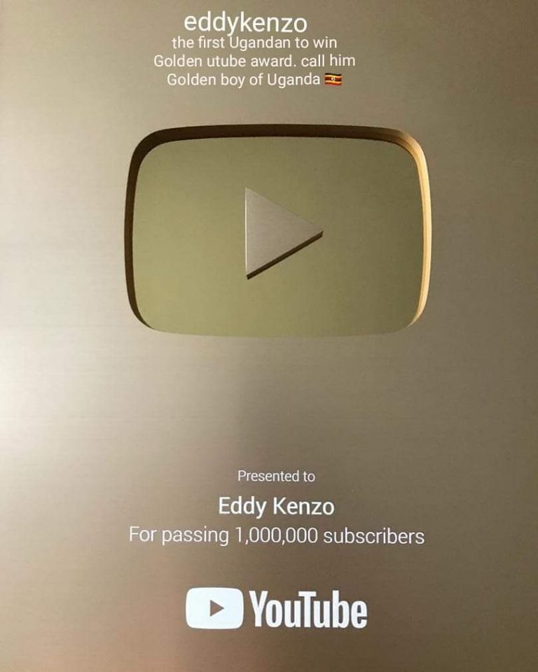 Eddy Kenzo Becomes First Ugandan To Win Youtube’s Gold Creator Award 