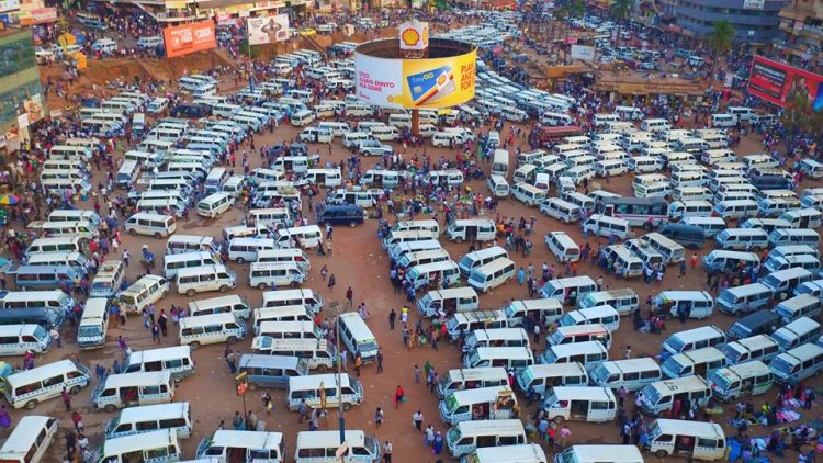 Taxis in the Old Taxi Park before renovations. PHOTO COURTESY OF KCCA.