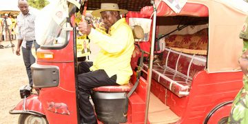 President Museveni rode in a tuku tuku in 2017.