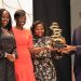 Left to Right - Sheila Sabune- Chief Commercial Officer, Prudential Uganda, Grace Amme, Marketing & Communications Manager, Prudential Uganda, Brenda Nagudi, Head Legal, Risk, Governance & Compliance, Prudential Uganda receiving the award for the Most innovative life product presented by Alhaj Kaddunabbi Ibrahim Lubega, the Chief Executive Officer, Insurance Regulatory Authority ( Left) at the Insurance Innovation Awards organised by the Insurance Regulatory Authority of Uganda.