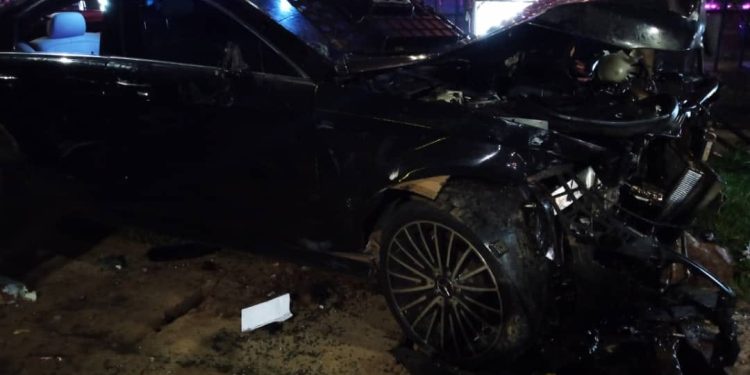 The black Mercedes-Benz Involved in the accident.