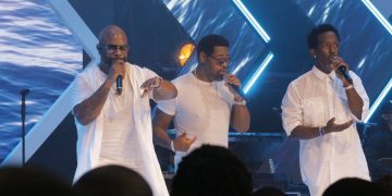 Boyz II Men delivering an electrifying performance at the Kololo Ceremonial Grounds.