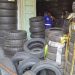 Some of the seized tyres  from downtown in Kampala.