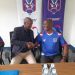 Hajji Omar Mandela, the President of SC Villa and Asan Kasingye, the new club spokesperson.
