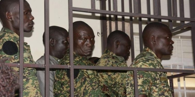 Suspected soldiers in army court. Photo credit The Observer.