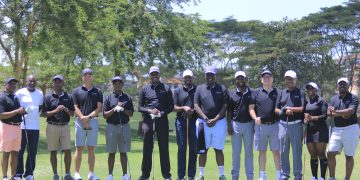 I&M Bank’s Regional CEO- Mr. Kihara Maina (Centre) poses for a photo moment with esteemed select industry captains during the Tee time with I&M Bank CEO hosted at the scenic Lake Victoria Serena Golf Resort and Spa.