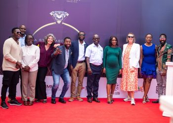 Sabotage cast members join the RAHU team for a red carpet moment with Karin Boven, the Ambassador of the Netherlands Embassy in Uganda (3rd from the right).