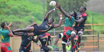 Rugby Cranes players in action. Photo credit, MTN Uganda.