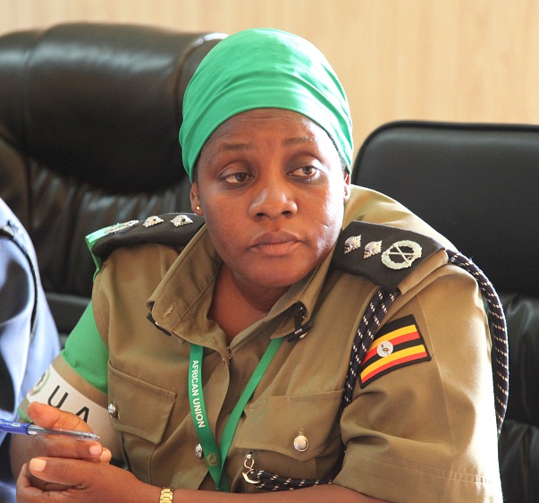 AMISOM Deputy Police commissioner, Christine Alalo in Kismayo, Somalia,  for Somali Police Force capacity building in Jubbaland. On July25, 2015. AMISOM Photo/ Awil Abukar